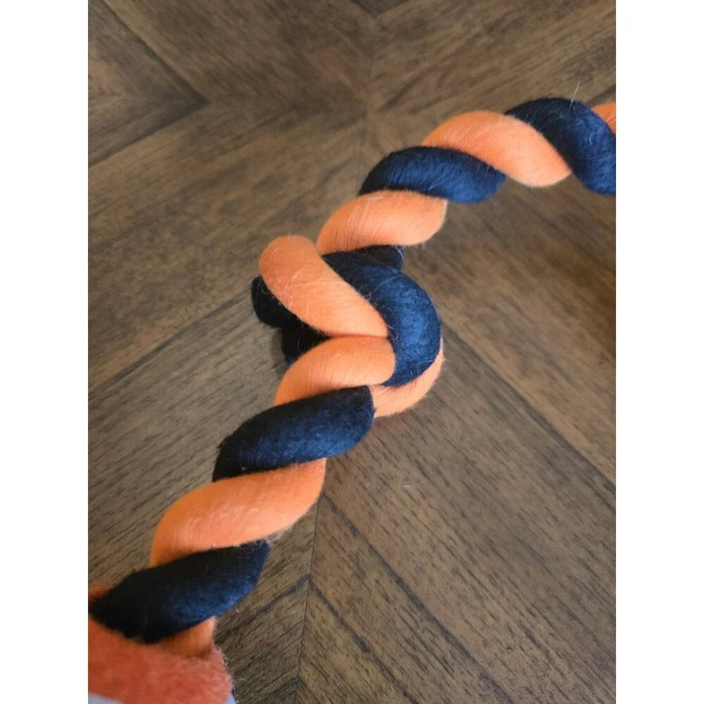Orange Black Rope Dog Tug Toy Tennis Ball Knotted Chew Fetch Halloween M L XL